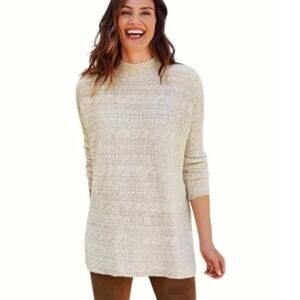 Soft Surroundings Women's Cream Cable Knit Sweater Size Extra Large